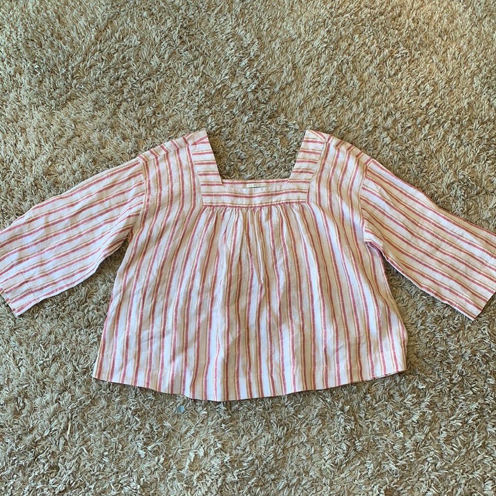 RACHEL ZOE 100% Linen Striped Top - Picture 6 of 14